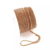 1 Yard SS6 Light Topaz Champagne Gold Metal Rhinestone Chain Banding